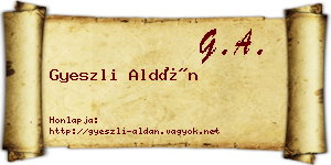 Gyeszli Aldán névjegykártya